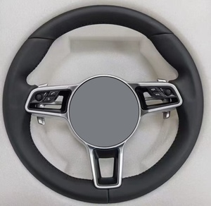 Volante Deportivo Clásico de Cuero Negro con Múltiples Radios para Panamera Cayenne <span class=keywords><strong>Macan</strong></span> 718 911 918 997 991 970 971 Boxster Cayman - Product Image 1