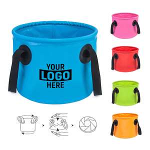 Seau de plage pliable en PVC personnalisé avec logo, idéal pour le camping et la randonnée, vente en gros - Product Image 2