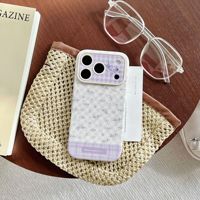 Étui de téléphone pour iPhone 16, style coréen, imitation cuir, motif à pois, petit motif floral, adapté à l'Apple 17 Promax, mignon, 15/14 Pro