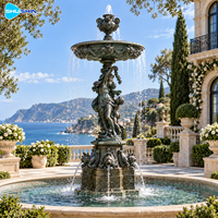 Fontaine sculpturale classique en bronze, moulée à la cire perdue, cascade d'eau à plusieurs niveaux, décoration extérieure personnalisée pour hôtel, cour, complexe hôtelier, jardin