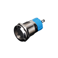Bouton-poussoir momentané auto-bloquant/auto-réinitialisant à tête plate éclairée par LED, en métal, étanche IP65, 8 mm, à quatre broches
