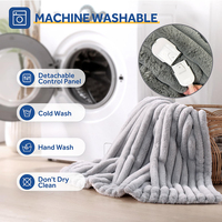 Couverture chauffante électrique de haute qualité en fausse fourrure côtelée, avec minuterie 2H, protection contre la surchauffe, lavable en machine, pour canapé