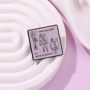 Alfileres de esmalte autodespreciables divertidos de dibujos animados con serigrafía, broches de proyección <span class=keywords><strong>astral</strong></span> listos para enviar, insignias de solapa, alfileres - Product Image 3