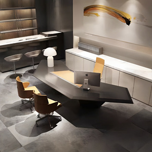 Mới thiết kế hiện đại điều hành nội thất văn phòng đen MDF thân thiện với môi trường bảng lớn sang trọng nhà văn phòng bàn cho CEO - Product Image 2