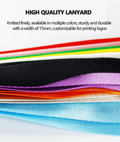 Prix de gros promotionnel Polyester lanière expédition rapide carte d'identité bleu porte-clés lanières avec Logo personnalisé