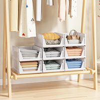 Vente en gros Bacs de rangement empilables pliables en plastique Panier de rangement empilable en plastique pour vêtements Buanderie