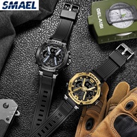 Montres pour hommes, grand cadran, montre numérique, résistante à l'eau 5 bars, date LED, alarme, chronomètre de sport SMAEL 8087