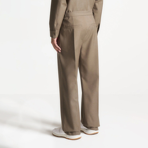 YUCE <strong>Men's</strong> Mid <strong>Waist</strong> Pleated Straight Leg Cotton <strong>Trousers</strong> Customized Wide Leg Dress Pants Deep Pleat Side Buckle <strong>Trousers</strong> - Product Image 3