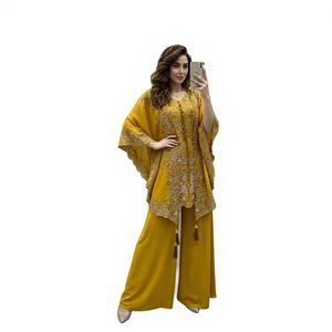 Salwar Kameez Amarillo Mostaza de Georgette Sintética Bordado, Corte Moderno Regular, Ropa Casual para Mujer, Secado Rápido, Todas las Temporadas, RADHE EXPORT - Product Image 1