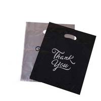 Sacs de courses en plastique personnalisés avec découpe, sacs en plastique en gros, sacs de remerciement en plastique noir, bleu, rose