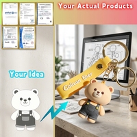 Porte-clés en PVC souple personnalisé professionnel en forme de petit ours avec logo 3D pour porte-clés, utilisation hôtelière