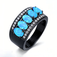 Nouvelle Bague Tendance 2026 en Opale Synthétique Ovale et Zirconium, Plaqué Argent sur Laiton, pour Hommes et Femmes, Bijou de Mariage Classique
