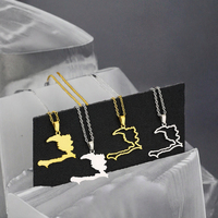 Collier en acier inoxydable plaqué or 18 carats avec pendentif carte d'Haïti classique pour enfants, chaîne à maillons, 20 pouces