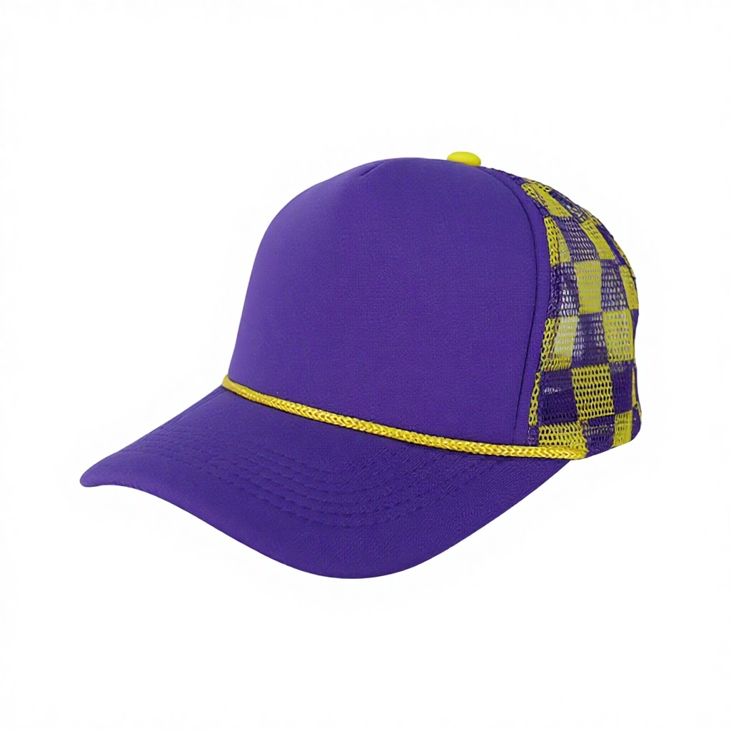 À carreaux violets et jaunes