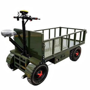 รถเข็นขนส่งไฟฟ้าแบบสี่ล้อ โครงเหล็กสีเขียวเคลือบผง ทนทาน - Product Image 3