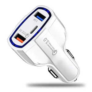 Caricabatteria da auto PD 2023 più venduto 2 porte USB 1 porta di tipo C adattatore per caricabatteria da auto veloce PD per 5V 3.5A iPhone 11 ricarica rapida