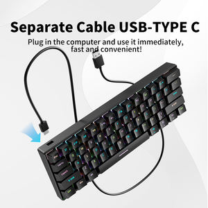 <span class=keywords><strong>Clavier</strong></span> de jeu rouge bleu interrupteur 60 pour cent <span class=keywords><strong>Gamer</strong></span> Teclado mecanico 61 touches RGB arc-en-ciel rétro-éclairé <span class=keywords><strong>clavier</strong></span> mécanique de jeu filaire - Product Image 4
