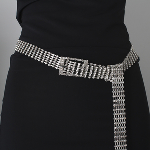 Moda özel kadın bayanlar kristal elmas bel zinciri kemerler göbek takısı lüks Metal Bb Rhinestones kemer - Product Image 5