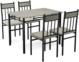 Oem bán chạy nhất Chất lượng cao Tempered Glass bàn ăn hàng đầu và ghế hiện đại Set 4 với khung kim loại để bán