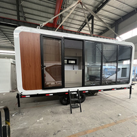 Maison en acier portable d'extérieur, type capsule hôtelière, préfabriquée 20 pieds, à assemblage rapide, style Apple Cabin, avec salon et chambre