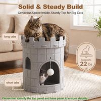 Lit pour chat 3-en-1 de luxe moderne, résistant aux rayures, en forme de château, avec boule suspendue, grand abri en feutre pliable, type condo pour chat