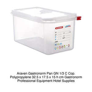 Bac alimentaire en polypropylène GN 1/3 32,5 × 17,5 × 15 h cm, avec couvercle, -40/+95 ° C Araven - Product Image 2