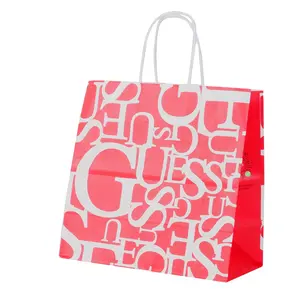 Atacado personalizado luxo artesanato presente marrom branco embalagem bolsa de papel impresso shopping bag sacos de papel kraft com seu próprio logotipo