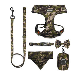 निर्माता कैमो प्रिंट पैटर्न लक्जरी व्यक्तिगत पालतू कुत्ते का उपयोग सेट नेफ्रोन पंड पालतू हार्नेस सेट बैग के साथ लेश कॉलर सेट - Product Image 1