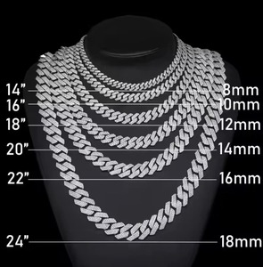 Premium Quality Moissanite Cuban Link Chain <b>Necklace</b> With Sparkling Stones <b>For</b> <b>Men</b> And Women Available At Best Market Price - Product Image 4