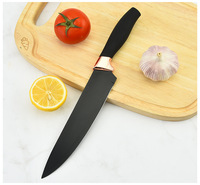 HausRoland 2023 Vente Flash Ensemble de couteaux de cuisine en acier inoxydable pour droitiers avec manches en plastique 6 pièces Lames de 3,5 à 8 pouces Noir