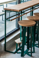 Table de Bar de Cuisine Industrielle Vintage Longue et Haute en Bois Massif, Tendance 2025, pour Hôtels et Restaurants