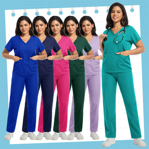 Unisex <b>Scrub</b> Set Moisture Wicking Knitted Split Uniform Hospital Work Clothes S XXL - Product Image 1