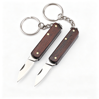 Couteau de poche en gros avec manche en bois, mini-couteau EDC mignon pour porte-clés, idéal pour le transport quotidien