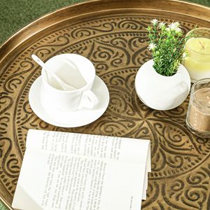 Db cho Hot Bán 24 \ "Vòng bảng bên cổ điển kim loại búa khay Top wabi-sabi thiết kế phong cách Vàng Bàn cà phê cho phòng khách - Product Image 2