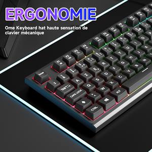 Clavier AZERTY français personnalisé avec logo, rétroéclairage LED RGB, ergonomique, filaire USB, métal, clavier de jeu - Product Image 4