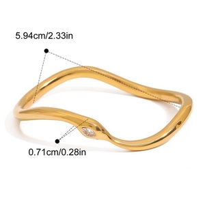 Brazaletes de Acero Inoxidable 18K con Baño de Oro, Resistentes al Deslustre y al Agua, con Diamantes, Joyería de Moda para Mujeres y Hombres - Product Image 3