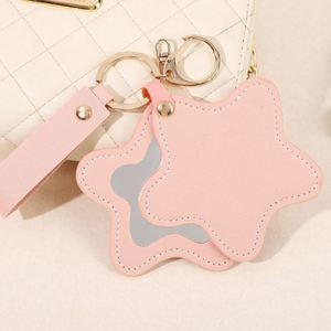 Creative Pu <b>Star</b>-Shaped Pendant New Five-Pointed <b>Star</b> Leather Keychain Portable Cute <b>Mirror</b> - Product Image 3