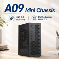 Boîtier PC A09 MINI ITX en aluminium avec interface USB 2.0, idéal pour le bureau et le gaming, prend en charge les petites alimentations PC FLEX 1U