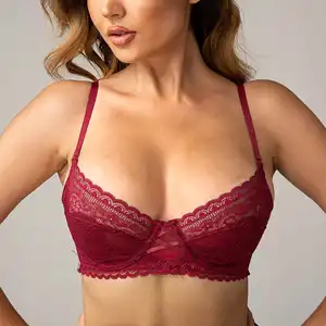 Women's Sexy Lace Underwire Bra Push Up Lightly Padded Balconette