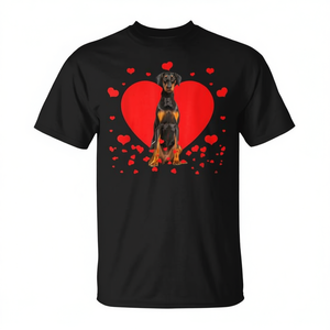Camiseta retro para amantes de los perros Doberman con forma de corazón de San Valentín, color negro, talla mediana - Product Image 2