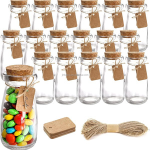 200ml Stoples Kaca Bening Klasik Bulat Ramah Lingkungan Multifungsi untuk Kemasan Permen dengan Tutup Gabus Karton Hadiah Pesta/Sekolah - Product Image 1
