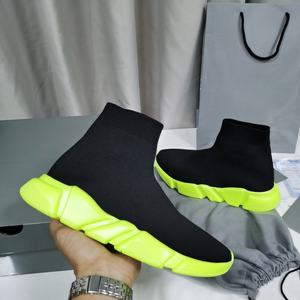 High Elastic Sock Sneakers for <b>Men</b> Women Fluorescent Green Casual Walking Shoes Lightweight Breathable Fashion Streetwear - Product Image 1