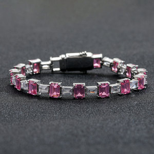 Hip-hop <b>Bracelet</b> Color Matching Square Zirconium Simple Tennis Chain Hip-hop Zircon Men and Women Tanjing Fashion - Product Image 3