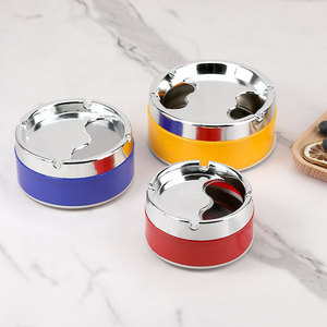 Stainless Steel Ashtray Round Minimalist Design Windproof For Home KTV Hotel Restaurant Use - Product Image 2