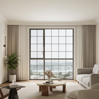 Ventanas de Aluminio con Aspecto de Acero Retro, Rotura de Puente Térmico, Doble Vidrio Templado, Diseño Moderno de Mediados de Siglo, Diseño Gráfico para Uso en Exteriores