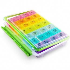 Nouvel Organisateur Hebdomadaire de Pilules en Plastique Couleurs Arc-en-ciel 2024 – Boîte à Pilules 28 Compartiments - Product Image 1