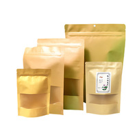 Bolsa de papel impresa, bolsa de papel Kraft biodegradable a prueba de olores, bolsa de soporte de grado alimenticio para ventana, bolsa de papel para pan y aperitivos, autosellado