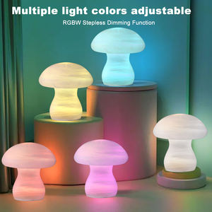 Lampada da Tavolo Ricaricabile ZEROUNO Design a Forma di Fungo in Alabastro, Batteria 2600mAh, RGBW Multicolore, Dimmerabile, con Sensore di Vibrazione - Product Image 3