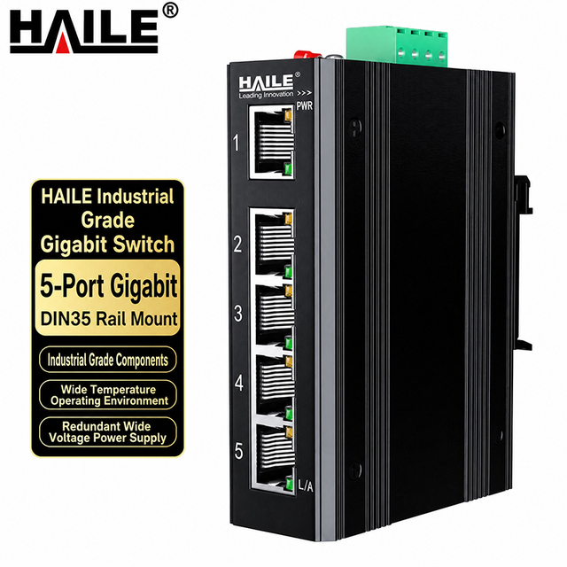 Industrial Grade 5 Port Din Rail Gigabit Unmanaged Switch