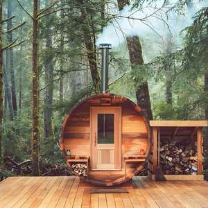 Sauna portable de conception moderne en bois massif en forme de tonneau avec chauffage infrarouge électrique pour spa, bain de vapeur, écologique - Product Image 5